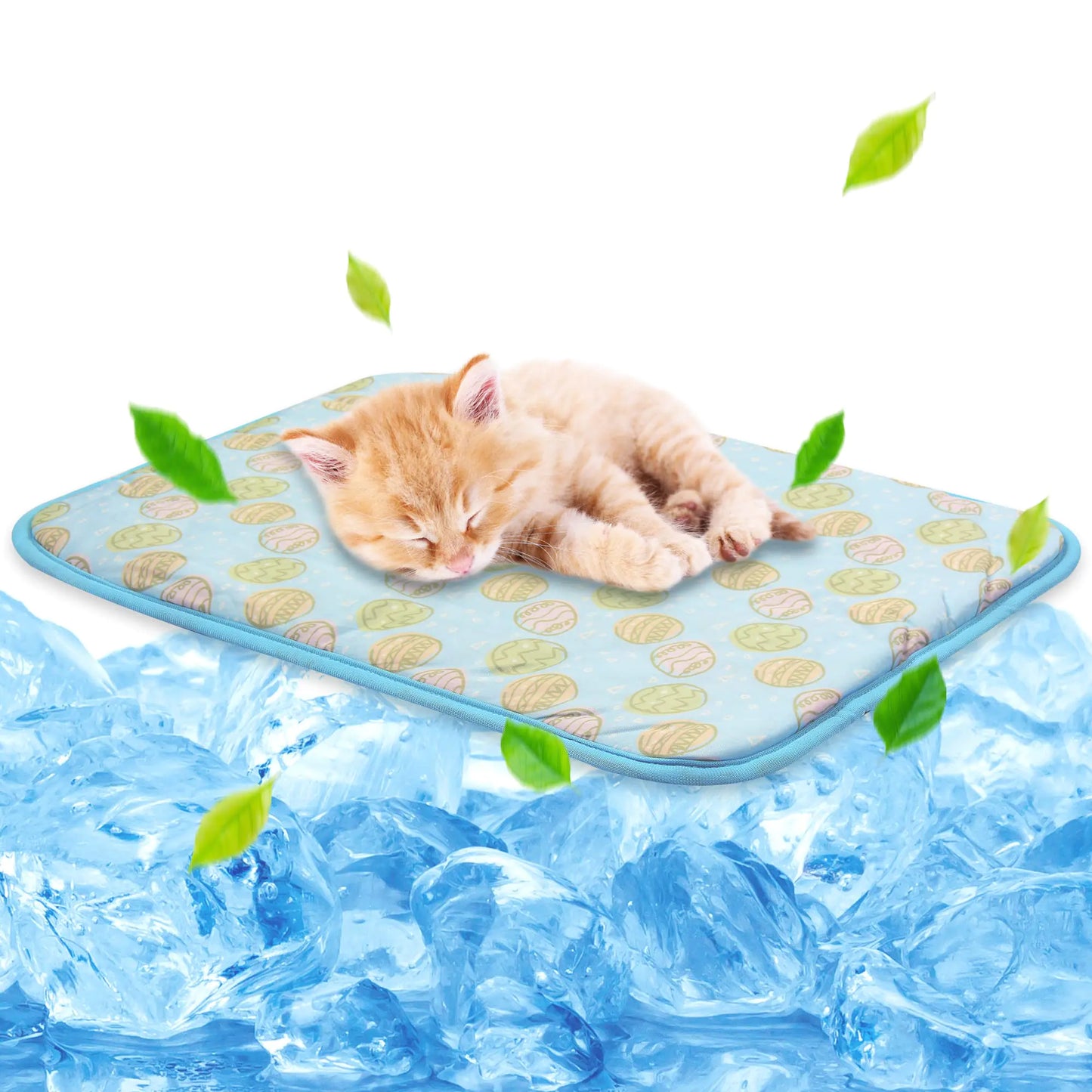 NWK Pet Cooling Mat -20’’ X 16’’ Ice Silk Cooling Mat for Dogs & Cats Portable & Washable Pet Cooling Blanket Car Seats Beds for Summer (Blue Toy Small)