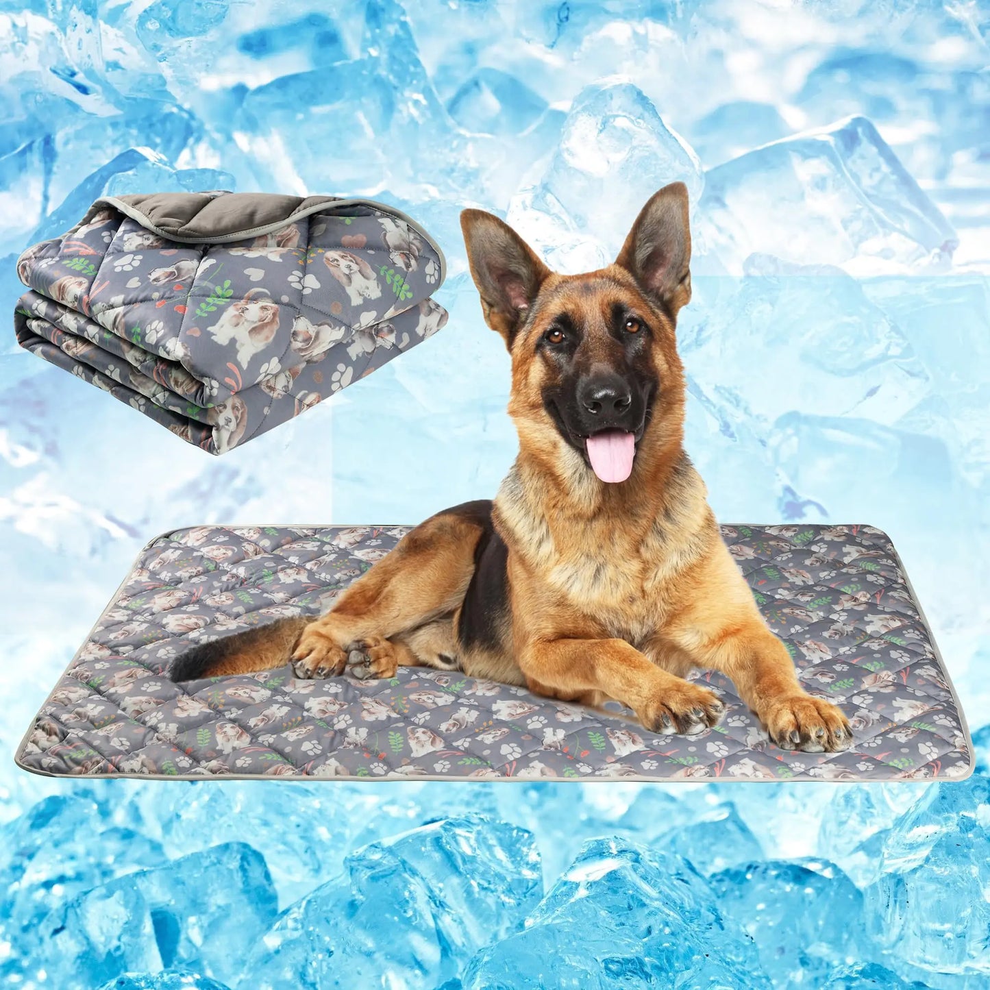 Fuz Bigaza Dog Cooling Mat Pet Washable Non-Toxic Summer Dogs Cats Cooling Pads Sleeping Kennel Mats Cool Ice Blanket for Indoor & Outdoor Dog Beach Essentials Gray Small
