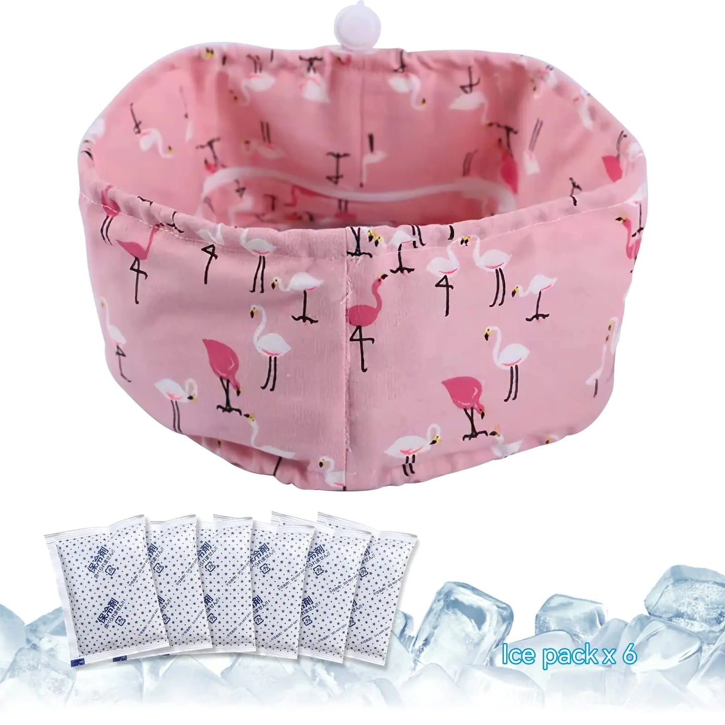 KUDES Dog Cooling Bandana Collar with Recyclable Ice Packs Pet Dog Adjustable Ice Chill Out Collar Scarf Neck Cooler Wrap for Cat Small Medium Large Dogs Summer (Pink Flamingo Large)