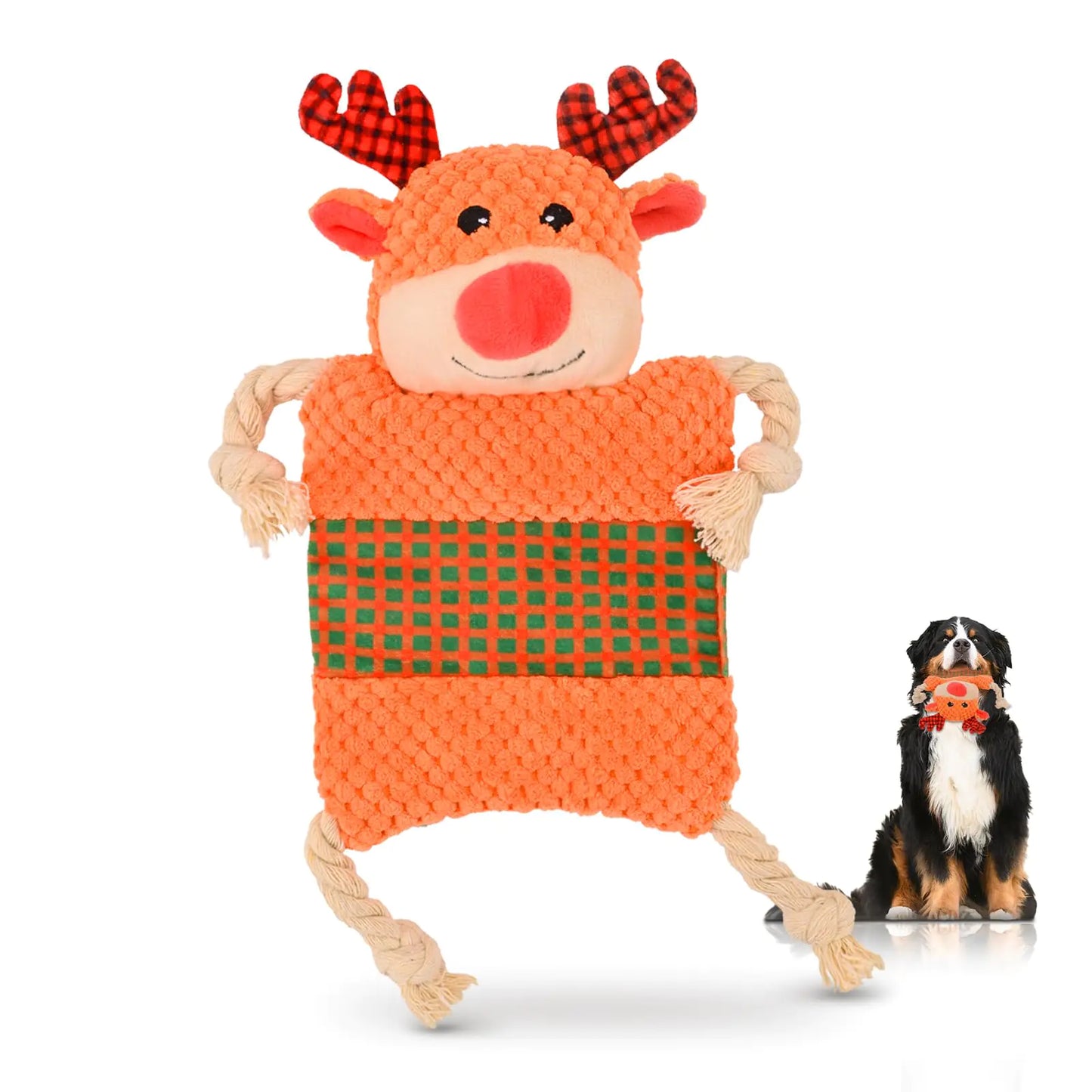 BitPeUG Christmas Dog Toys Squeaky Toys for Large Breed Interactive Plush Dog Toys with Crinkle Cute Christmas Puppy Toys Dog Enrichment Chew Toys to Keep Them Busy for Small Medium Large Dogs