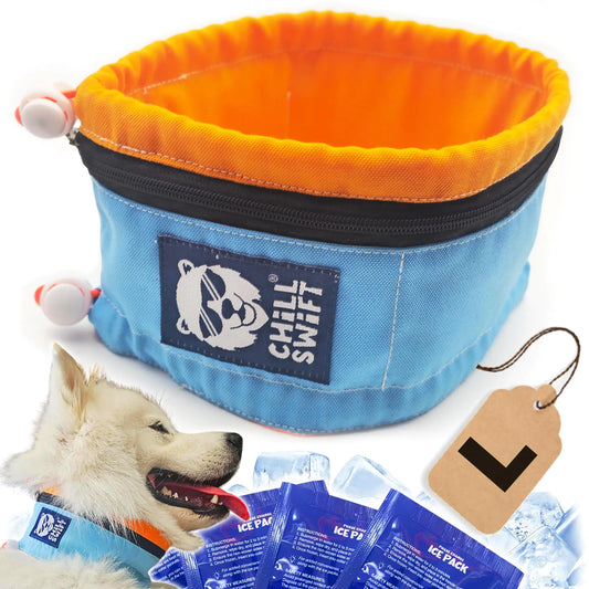 Cooling Collar for Dogs | Ice Dog Cooling Bandana | Includes 16 PCM Ice Gel Packs & Insulated Carry Bag (for Your Extra ice Packs) Perfect Dog Summer Clothes Cooling for Dogs (Large)