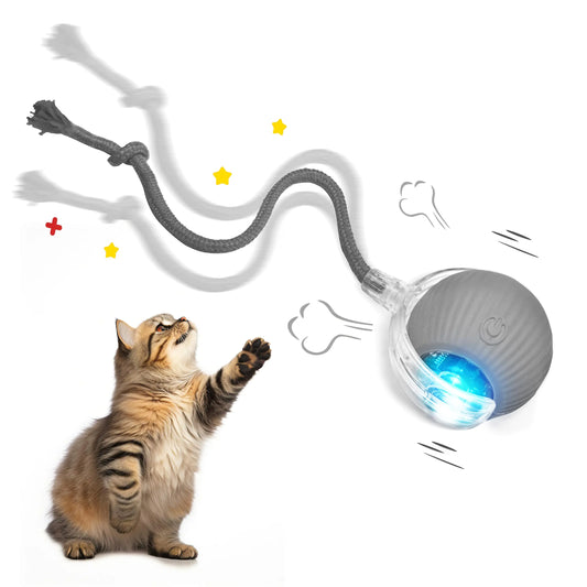 Suphiongs 【2025 Upgrade】 Interactive Rolling Cat Toy Ball Chewie 360° Smart Automatic Self Rolling Dog Ball Toys Automatic Electric Moving Ball Toy for Indoor Cat Kitten