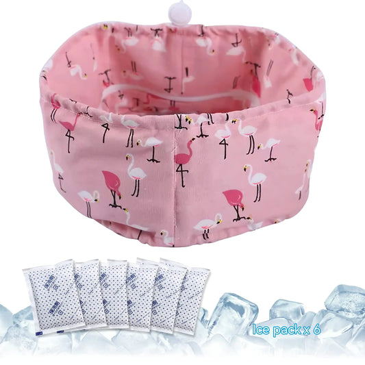 KUDES Dog Cooling Bandana Collar with Recyclable Ice Packs Pet Dog Adjustable Ice Chill Out Collar Scarf Neck Cooler Wrap for Cat Small Medium Large Dogs Summer (Pink Flamingo Large)