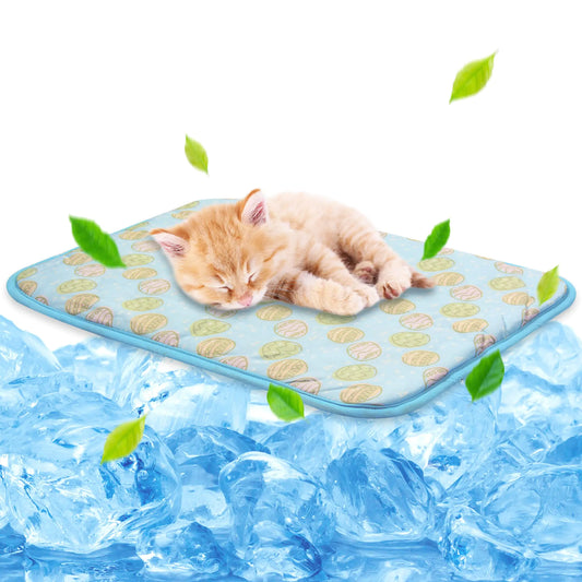 NWK Pet Cooling Mat -20’’ X 16’’ Ice Silk Cooling Mat for Dogs & Cats Portable & Washable Pet Cooling Blanket Car Seats Beds for Summer (Blue Toy Small)