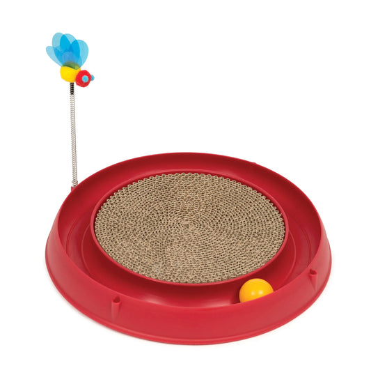 Catit Play Circuit Ball Cat Toy with Scratch Pad Catnip Toy Red 43000