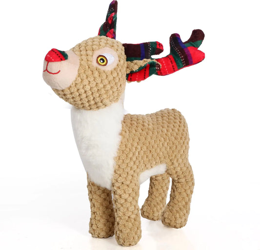 Chngeary Christmas Dog Toy for Large Dogs（Standing Reindeer） Durable and Stuffed Christmas Squeaky Dog Toys Dog for Interaction and Teeth Cleaning