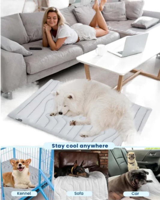 Summer Cooling Pet Pad – Dual-Purpose Cold & Warm Mattress for Dogs and Cats, Granny Grey (M, L, XL)