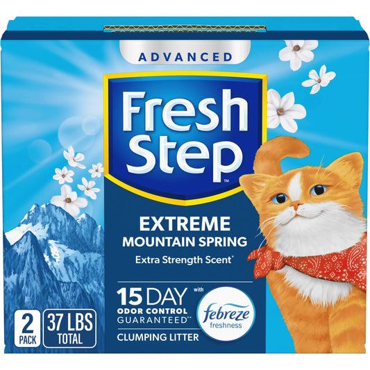 Fresh Step Advanced Extreme Clumping Litter With Febreze Freshness With Mountain Spring Scent Fights Odor on Contact 37 lbs. (2 x 18.5 lb. Box)