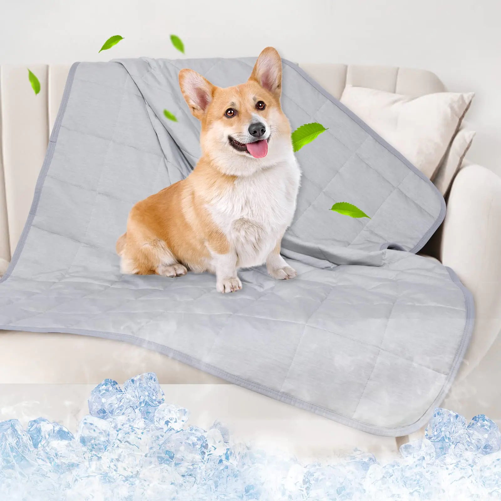 Dog Cooling Blanket 0.4 Q-MAX Cooling Blanket For Large Dogs Washable Cool To Touch Dog Blankets For Bed Cover Soft Lightweight Cooling Dog Blanket Help Your Pet Sleep Well In Summer (30"×40"/Grey)