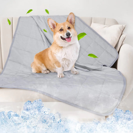 Dog Cooling Blanket 0.4 Q-MAX Cooling Blanket For Large Dogs Washable Cool To Touch Dog Blankets For Bed Cover Soft Lightweight Cooling Dog Blanket Help Your Pet Sleep Well In Summer (30"×40"/Grey)