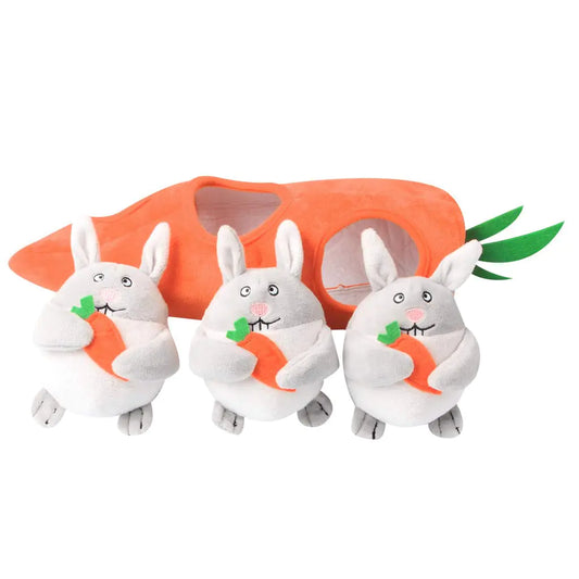 IFOYO Squeaky Dog Toys Bunny Puppy Toys Plush Interactive Dog Toys for Small Medium Large Dogs Enrichment Rabbit Hide and Seek Dog Toy