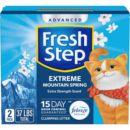 Fresh Step Advanced Extreme Clumping Litter With Febreze Freshness With Mountain Spring Scent Fights Odor on Contact 37 lbs. (2 x 18.5 lb. Box)