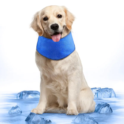 COMFPET Dog Cooling Bandana Instant Cooling Pet Scarf for Summer Hot Weather Adjustable Breathable Reusable Scarf for Outdoor and Indoor Use Avoid Heat Stroke Medium(Blue)