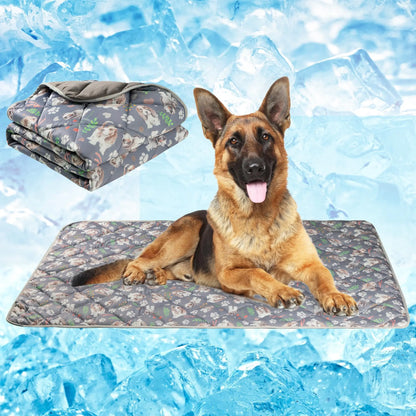 Fuz Bigaza Dog Cooling Mat Pet Washable Non-Toxic Summer Dogs Cats Cooling Pads Sleeping Kennel Mats Cool Ice Blanket for Indoor & Outdoor Dog Beach Essentials Gray Small